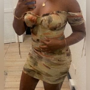 Papaya off shoulder dress